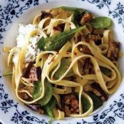 Fettuccine With Spinach, Ricotta, and Grilled Eggplant