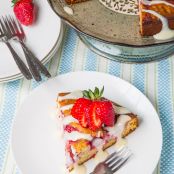 Strawberries and Cream Coffee Cake with Vanilla Cream Cheese Glaze