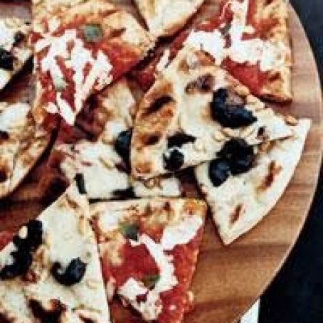 Grilled Margherita and Olive-Fontina Pizzas