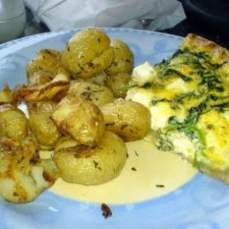 Watercress, feta & pesto quiche