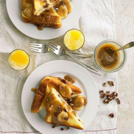 Mascarpone-Stuffed French Toast with Salted Caramel-Banana Sauce