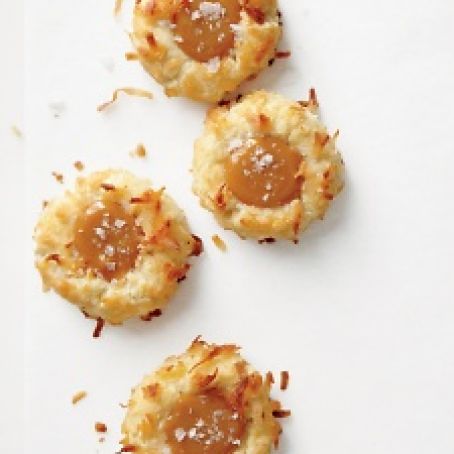 Coconut Thumbprint cookies w/salted caramel filling