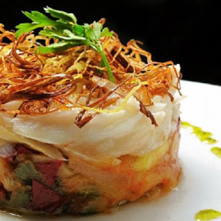 BACALAO AL PISTO Y PAPAS