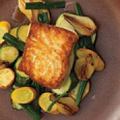 Halibut with Spring Onion and Summer Squash Saute