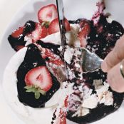 Coconut Macaroons w/Strawberries & Huckleberry Sauce
