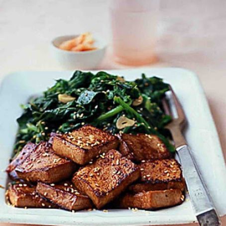TOFU*****Sauteed Tofu with Bitter Greens or Spinach Salad