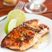 Pan Seared Honey Glazed Salmon with Browned Butter Lime Sauce