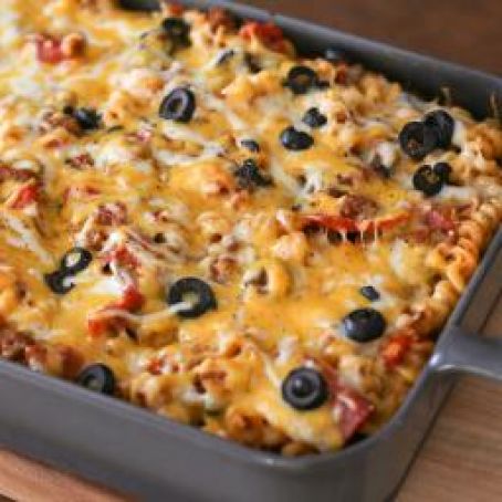 Loaded Pizza and Pasta Casserole