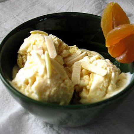 Grand Marnier Apricot Ice Cream with Almonds