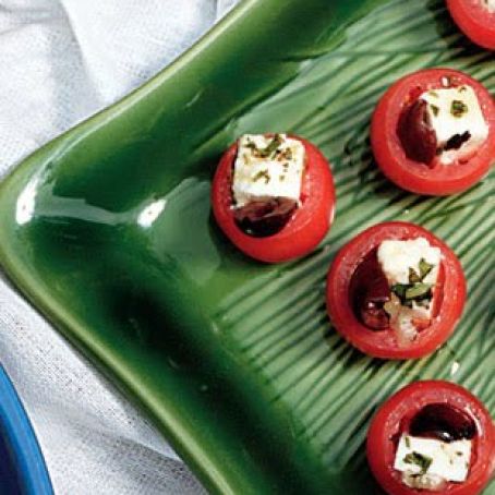Cherry Tomatoes Stuffed with Marinated Feta