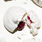 Vanilla Meringues with Sour Cherry Centers