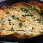 Asparagus and Cheese Popover with Spicy Herb Oil