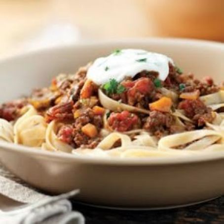 Turkish Pasta with Bison Sauce