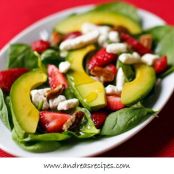 STRAWBERRY SPINACH SALAD WITH AVOCADO AND CHAMPAGNE VINAIGRETTE