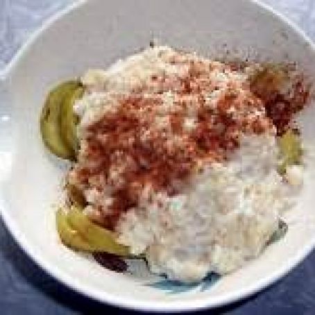 Brown Rice Pudding with Sliced Cooked Apples