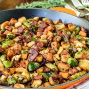Harvest Chicken, Apple, Sweet Potato, and Brussels Sprouts Skillet
