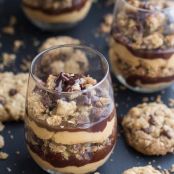 Quick and Easy Oatmeal Chocolate Chip Cookie Peanut Butter Fudge Parfait