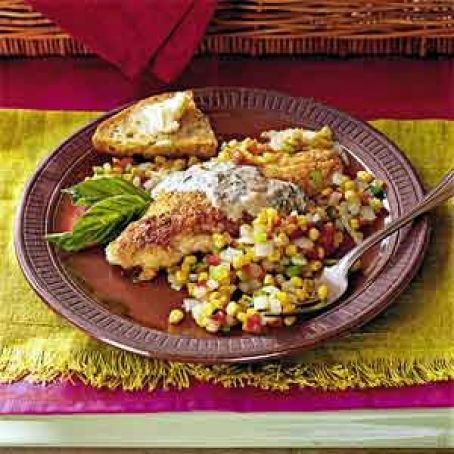 Spicy Catfish with Vegetables & Basil Cream