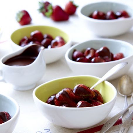 Roasted Strawberries with Dark Chocolate and Smoked Chile Sauce