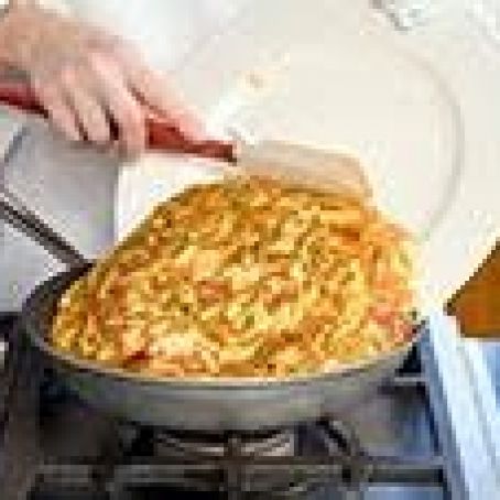 Spanish Tortilla with Roasted Red Peppers and Peas