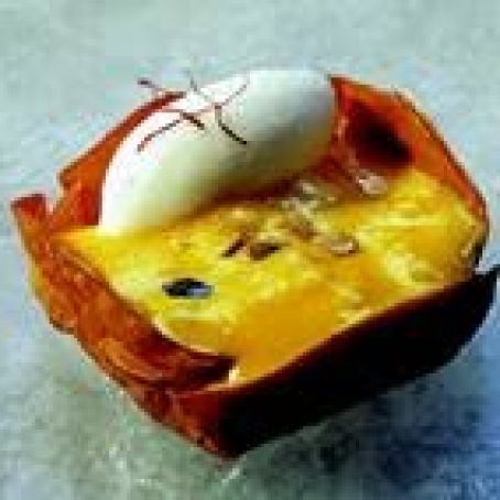 Warm Saffron Tart with Lemon Ice Cream