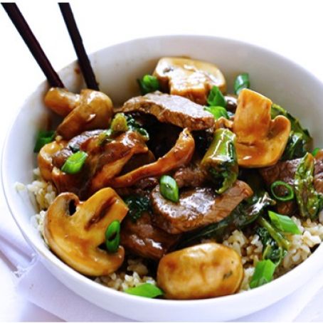 Ginger Beef, Mushroom & Kale Stir-Fry (Melissa)