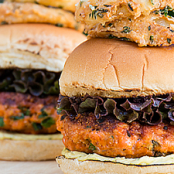 Wild Salmon Burger with Tarragon Mayonnaise and Crispy Herbed Onion Rings - The Kitchenthusiast