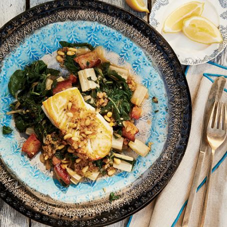 Pan-Seared Halibut with Braised Swiss Chard