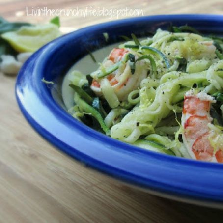 Lemon-Garlic Shrimp with Zucchini Noodles and Spinach