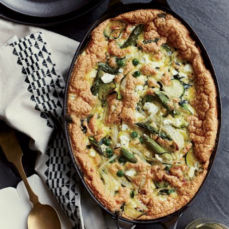 Baked Spring Vegetable Omelet with Goat Cheese and Mint