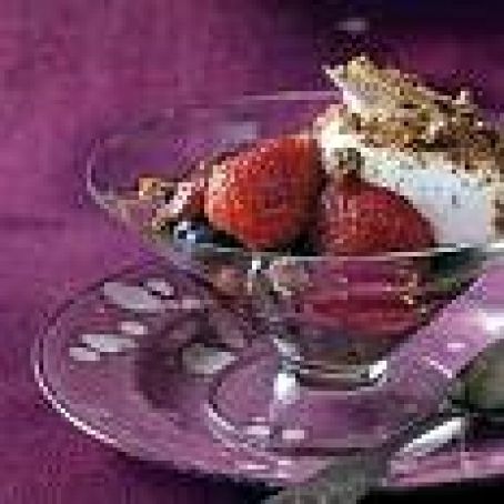 Champagne soaked berries with whipped cream