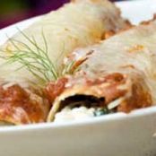 Spinach and Cheese Cannelloni with Roasted Tomato Sauce