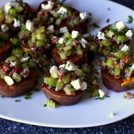 Sweet Potatoes with Pecans, Goat Cheese and Celery