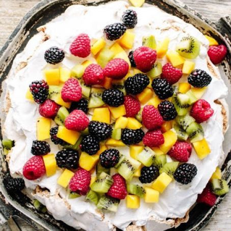 Cinnamon-Hazelnut Pavolva with Coconut Cream