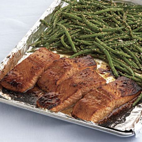 Five-Spice-Glazed Salmon with Sesame Green Beans