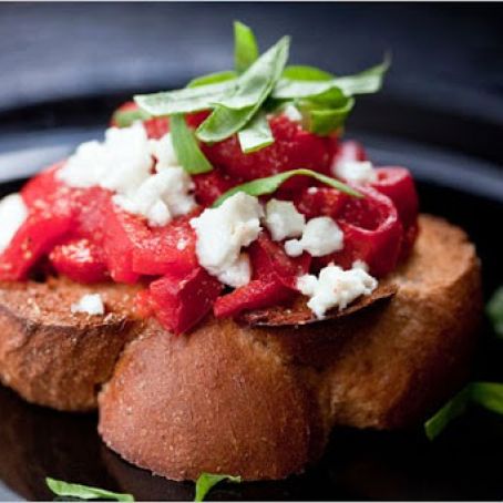 BRUSCHETTA w/ROASTED PEPPERS & CHEVRE