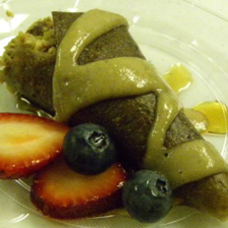 Raw Apple Crepes with Apple Walnut Finning & Cinnamon Maple Cream