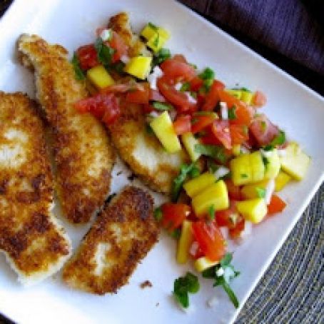 Chicken-Coconut Chicken Fingers with Mango Salsa