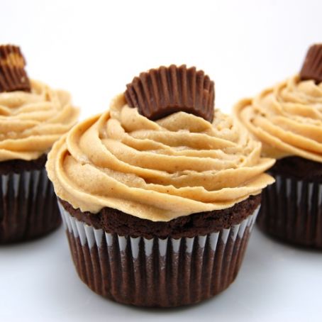 Dark Chocolate Cupcakes with Peanut Butter Frosting