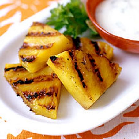 Grilled Pineapple with Basil and Ginger Cream Sauce