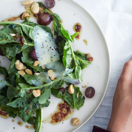 Arugula, Grape, and Almond Salad with Saba Vinaigrette