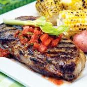 Strip Loins with Bloody Mary Tomatoes