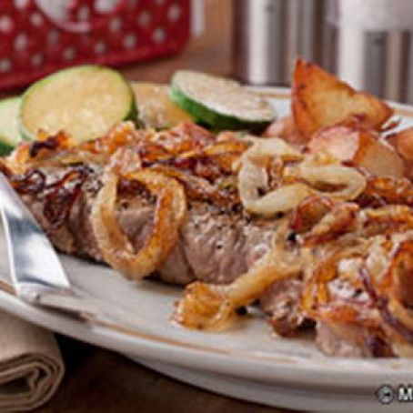 Onion Smothered Strip Steak
