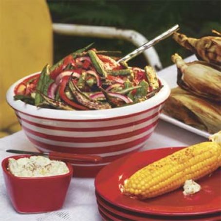 Pan-fried Okra, Onion and Tomatoes