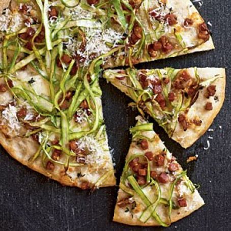 Flatbread with Pancetta, Mozzarella, and Asparagus