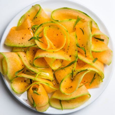 Savory Shaved Cantaloupe Salad