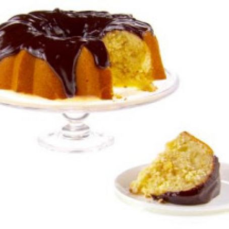 Lemon Bundt Cake with Chocolate Glaze and Candied Lemon