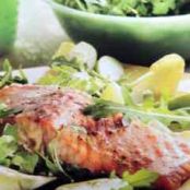 Lime and Honey Glazed Salmon on Salad Greens