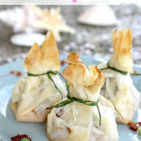 Shrimp, Bacon & Cream Cheese Phyllo Purses