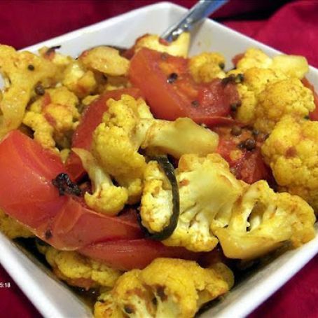 Braised Cauliflower and Tomatoes (Indian)